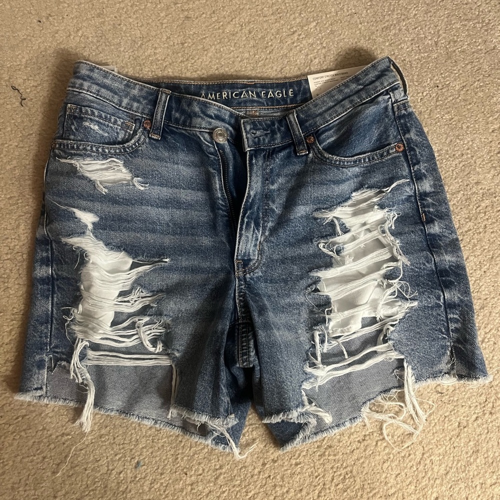 American Eagle Outfitters Distressed Blue Denim Jean Shorts